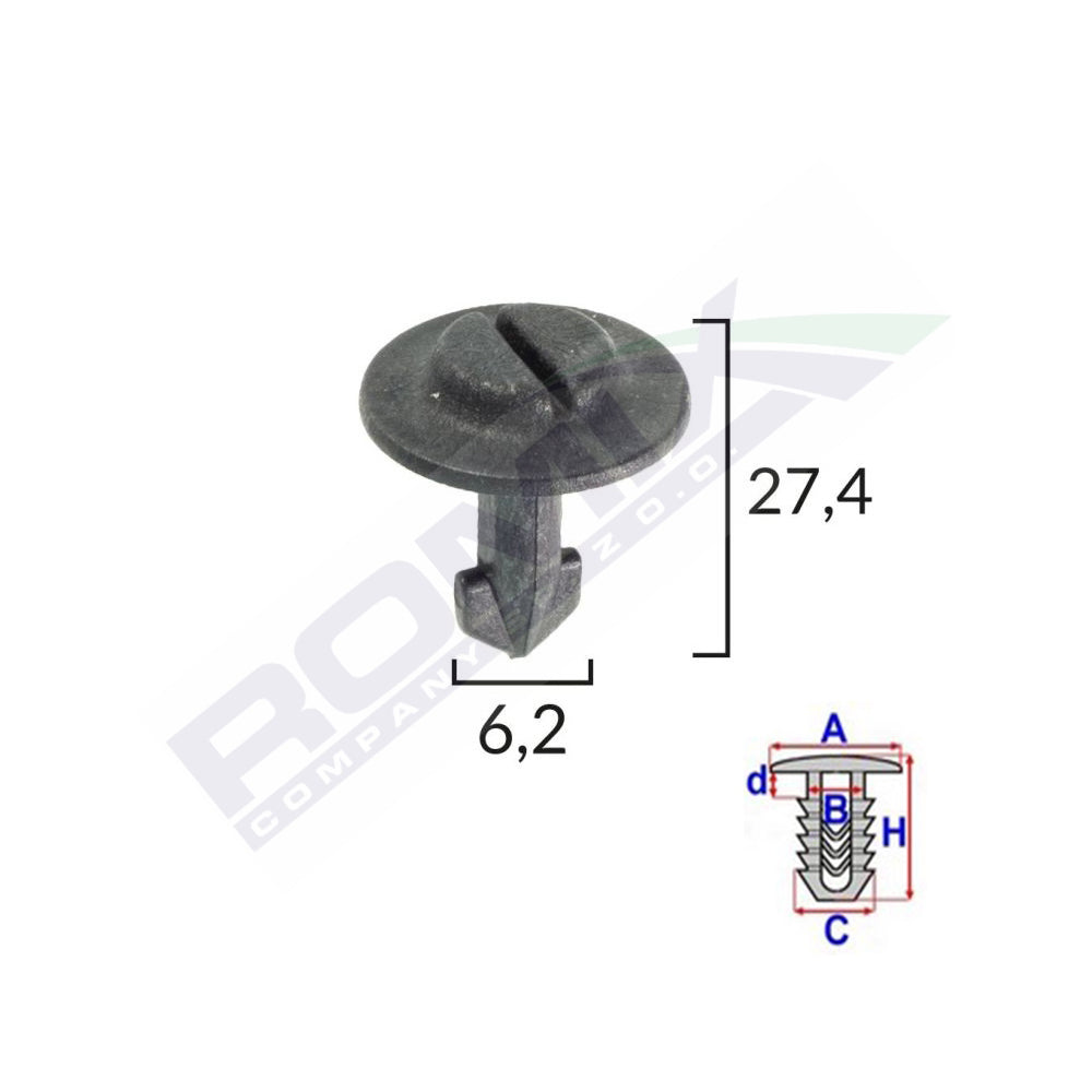 KERÉKRÖGZÍTŐ BILINCSEK AUDI/SEAT/VW-HEZ 6,2X27,4MM - FEKETE, 10 DB-OS KÉSZLET