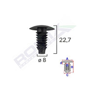 CLIPS TAPITERIE PENTRU BMW/OPEL/GRUP VAG 8X22.7MM - NEGRU SET 10 BUC