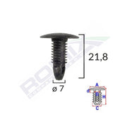 CLIPS TAPITERIE PENTRU HONDA/HYUNDAI/TOYOTA 7X21.8MM - NEGRU SET 10 BUC