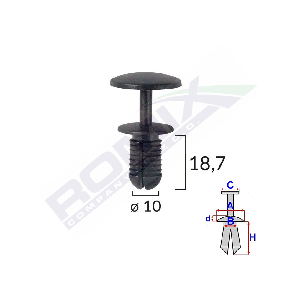 RÖGZÍTŐCSIPSZEK FORDHOZ - 10X18,7MM - 10 DARABOS FEKETE KÉSZLET
