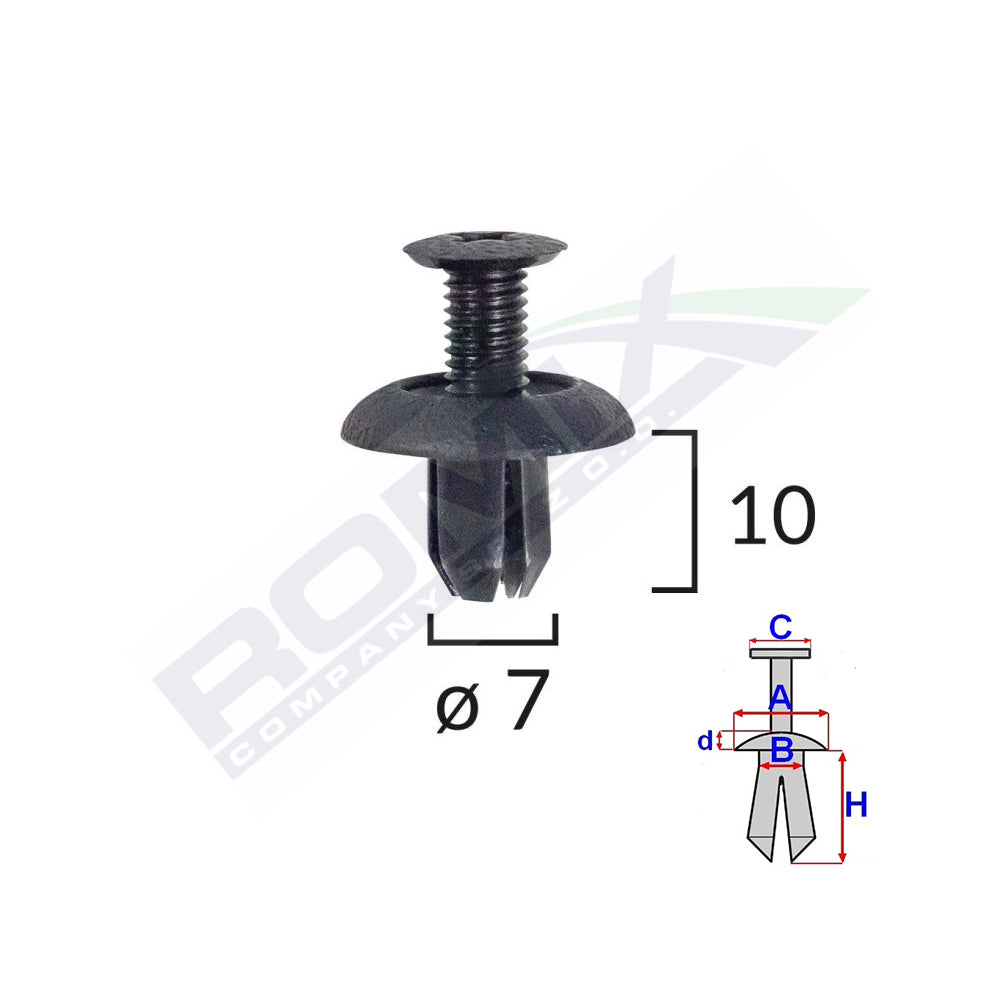 HONDA/MITSUBISHI RÖGZÍTŐ CSAPOK 7X10MM - FEKETE 10 DB-OS KÉSZLET