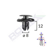 CLIPS FIXARE ELEMENTE ROATA PENTRU HONDA/MITSUBISHI 8X12MM - NEGRU SET 10 BUC