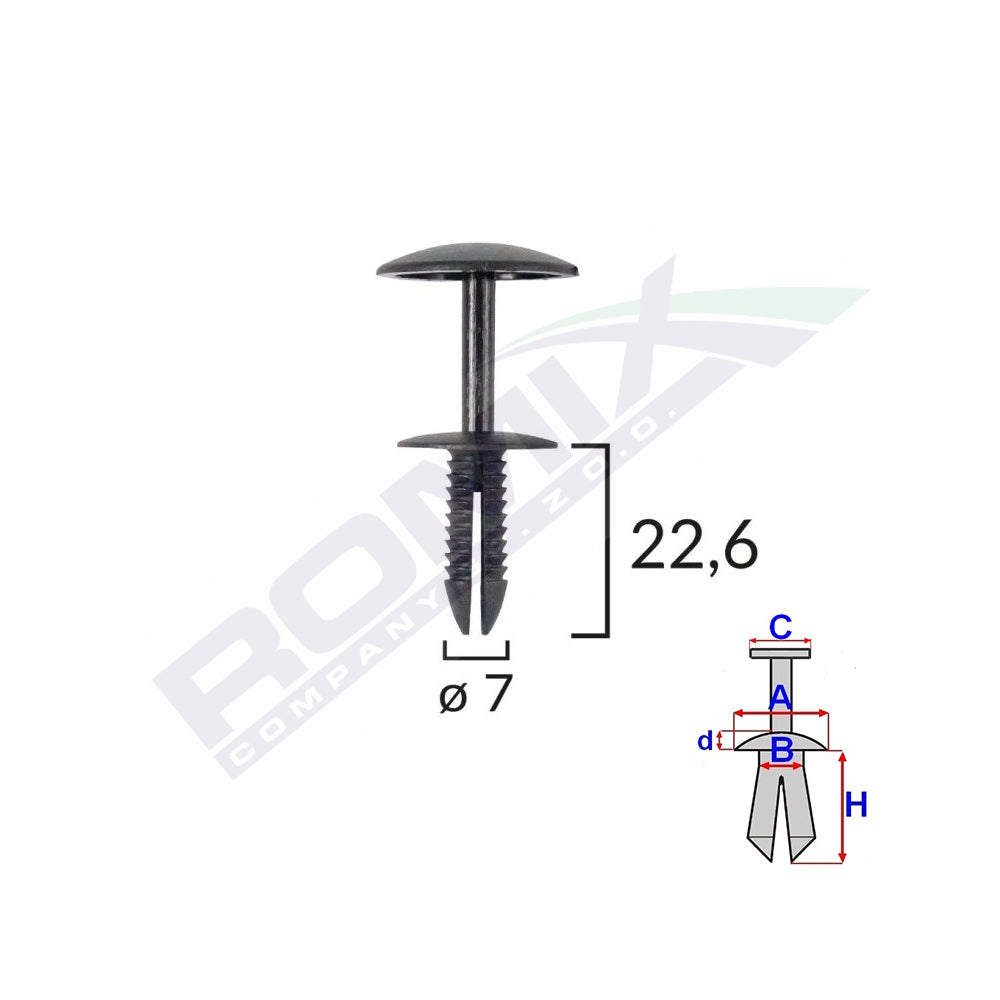 RÖGZÍTŐ CSAPOK FORD 7X22.6 FELNIHEZ - 10 DARABOS FEKETE KÉSZLET