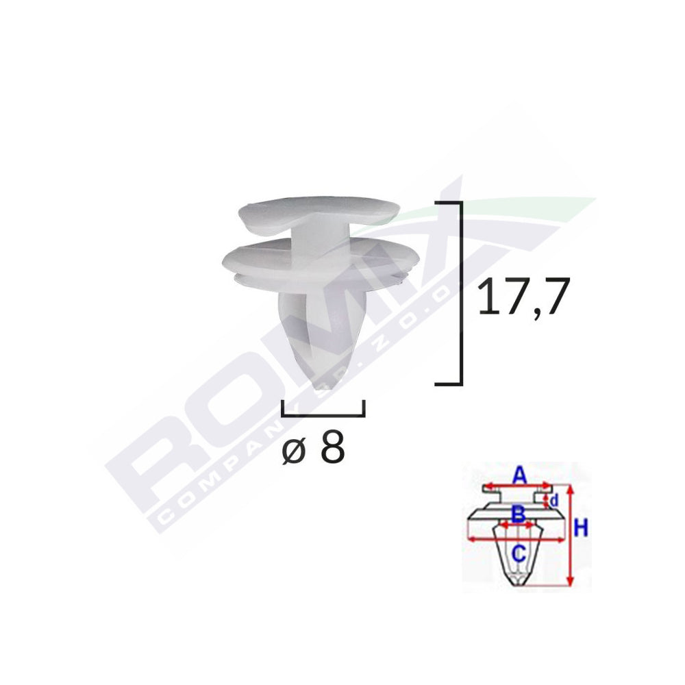 KÁRPIT CSIPSZEK FIAT/LANCIA/ALFA ROMEO/RENAULT GÉPJÁRMŰVEKHEZ - FEHÉR KÉSZLET 25 DB-OS