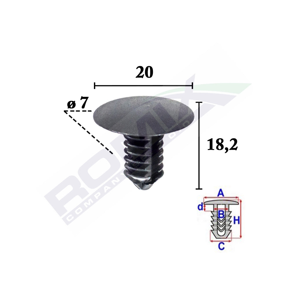 KÁRPIT CSAPOK VAG GROUP-HOZ 7X18,2MM FEKETE - 10 DB-OS KÉSZLET