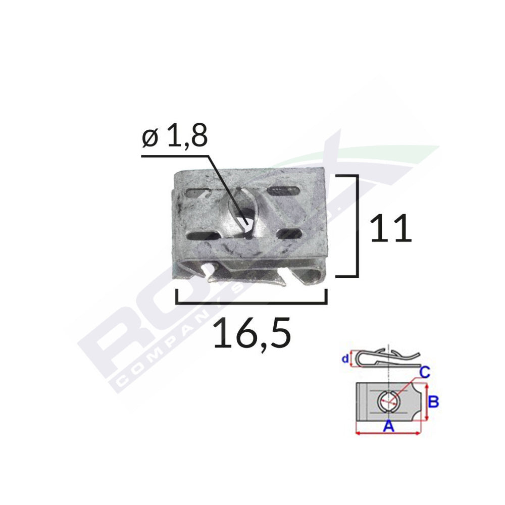 MOTORELEMEK RÖGZÍTŐ BILINCS VAG GROUPHOZ 1.8X16.5X11MM KÉSZLET 10 DB-OS