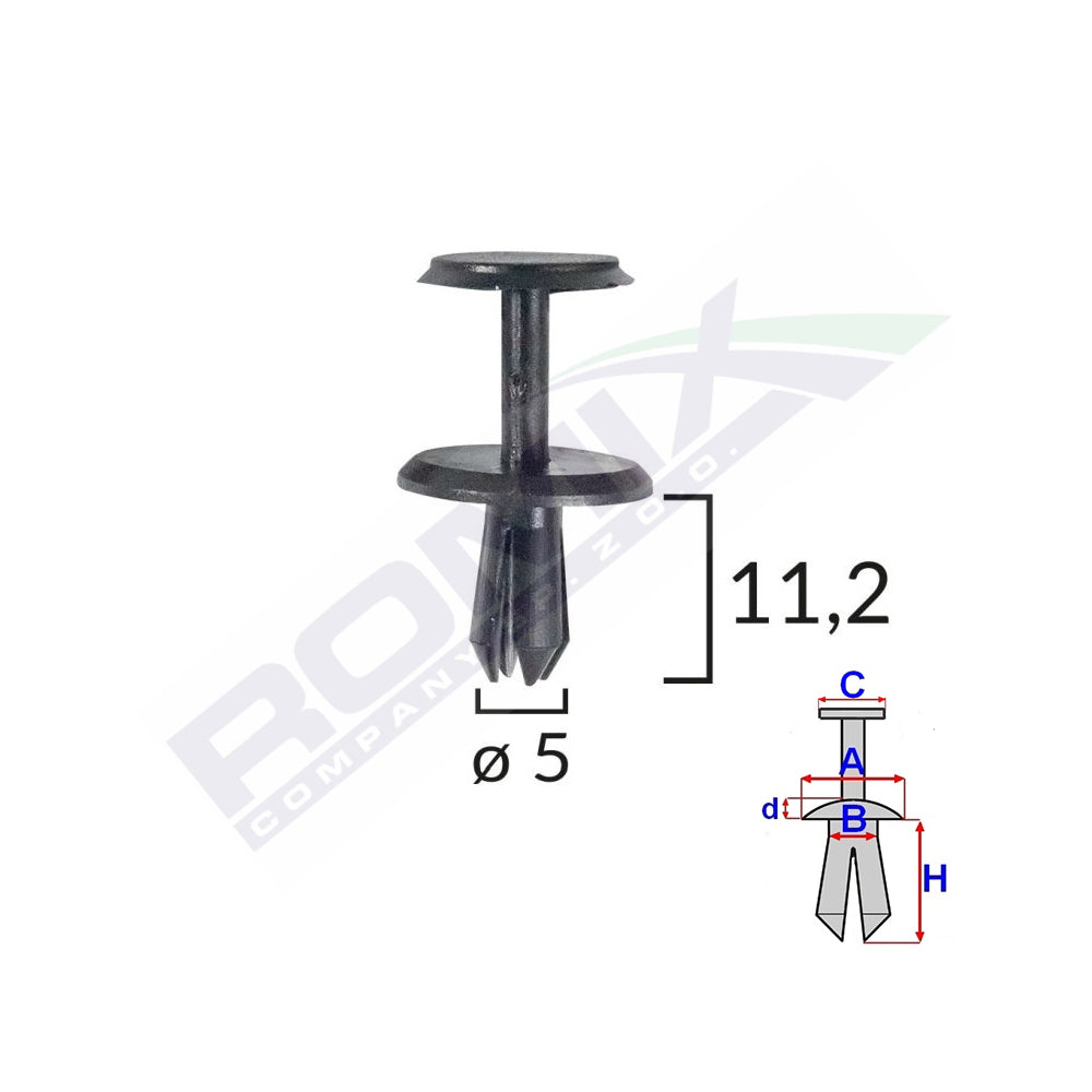 CLIPS FIXARE PENTRU MERCEDES 5X11.2MM - NEGRU SET 10 BUC
