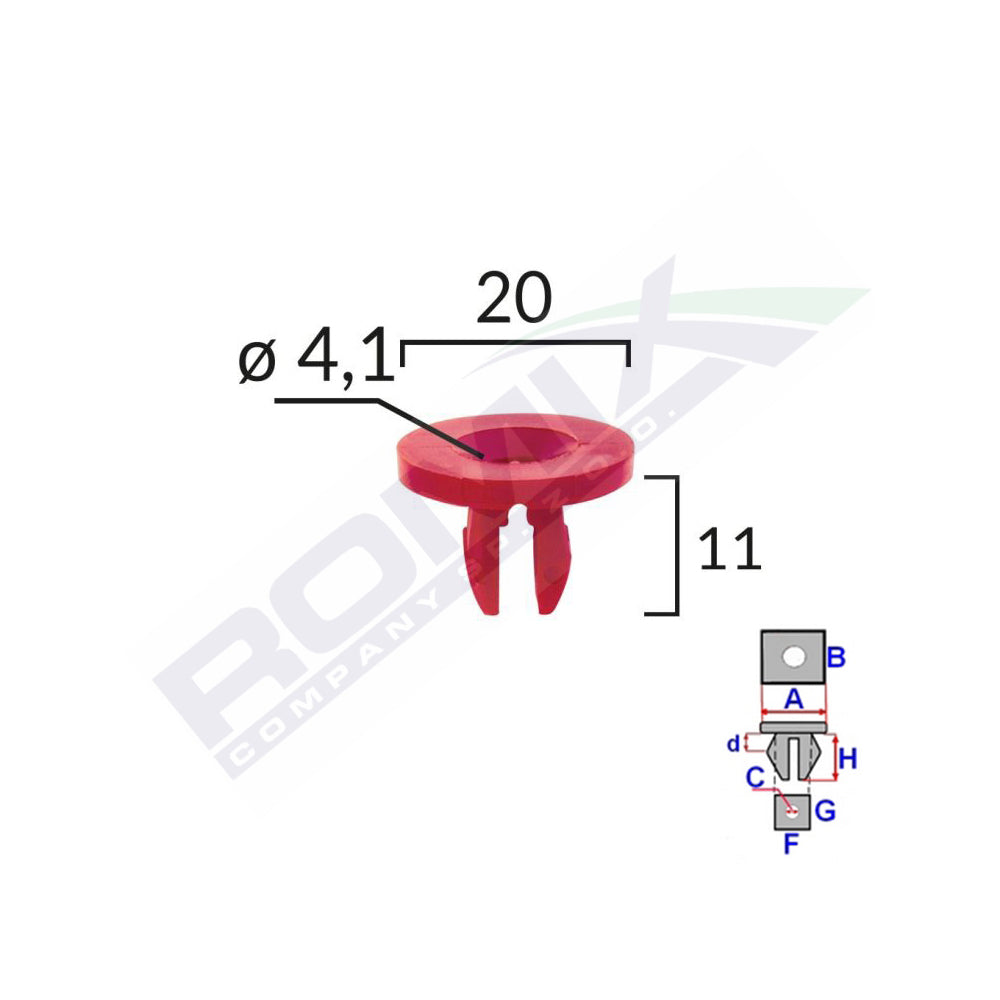 MOTORRÖGZÍTŐ CSAPOK FORDHOZ 11X20MM - PIROS, 10 DB-OS KÉSZLET