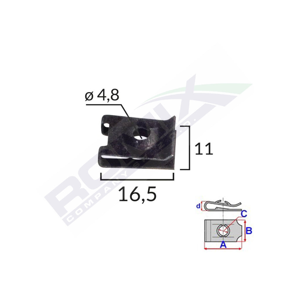 RÖGZÍTŐBILINCS AUDI, VW, SKODA JÁRMŰVEKHEZ 4,8X11X16,5MM FEKETE - 10 DB-OS KÉSZLET