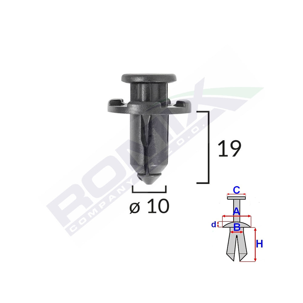 CLIPS FIXARE PENTRU SUBARU 10X19MM NEGRU - SET 10 BUC