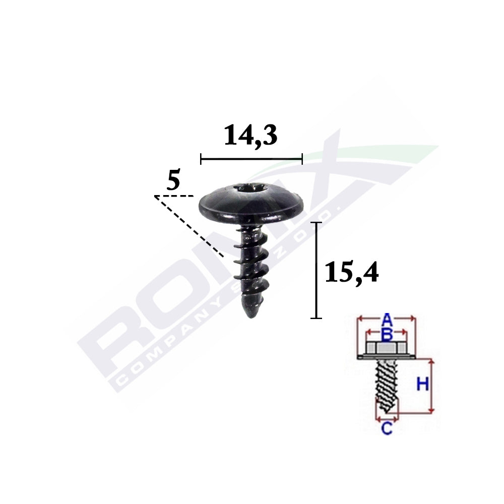 SURUB FIXARE PENTRU AUDI,VW, SKODA5X15.4MM SET 10 BUC