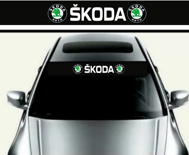 Stiker parasolar auto, Skoda, 125 X 15 cm