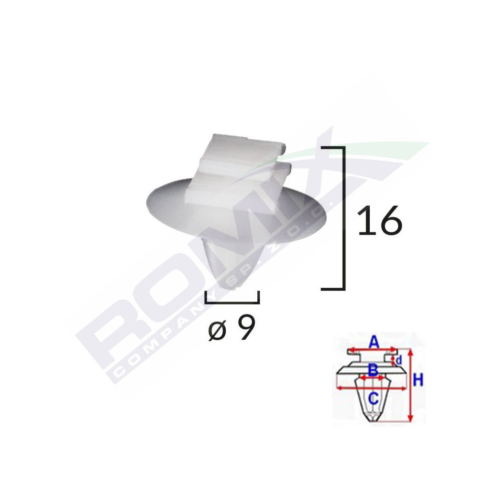 KÜLSŐ ELEMEK RÖGZÍTŐ CSAPOK FIAT/LANCIA/ALFA ROMEO/PEUGEOT-HOZ - FEHÉR, 10 DB-OS KÉSZLET