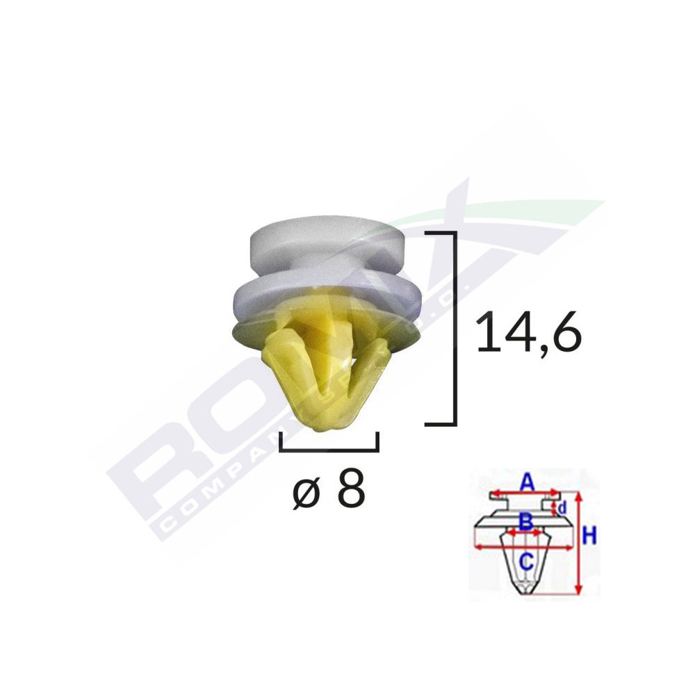 KÁRPIT CSIPSZEK LAND ROVER, OPEL, RENAULT-HOZ 8X14,6MM - FEHÉR, 10 DB-OS KÉSZLET