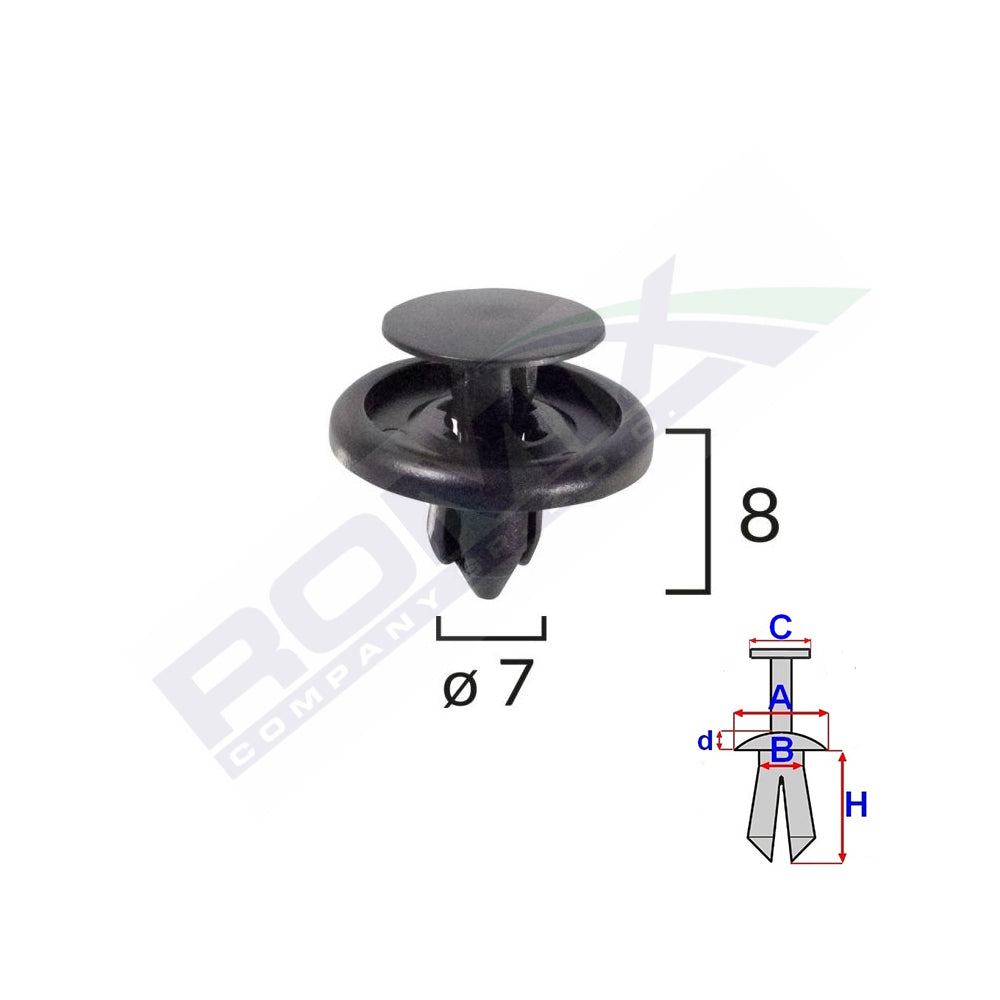 RÖGZÍTŐ CSIPSZEK TOYOTA/CITROEN/LEXUS-HOZ 7X8MM - FEKETE, 10 DB-OS KÉSZLET