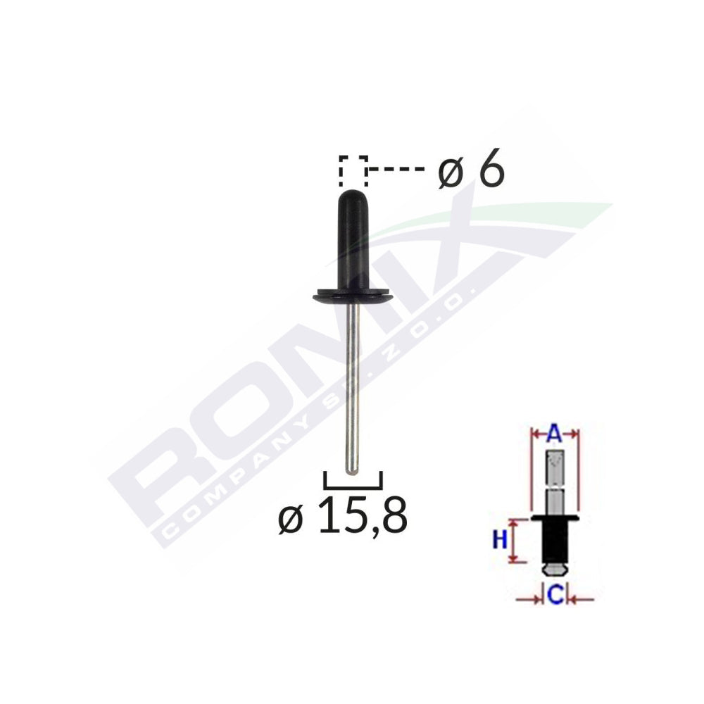 UNIVERZÁLIS FEKETE POP SZEGECS 6 MM-ES KÉSZLET 10 DB-OS