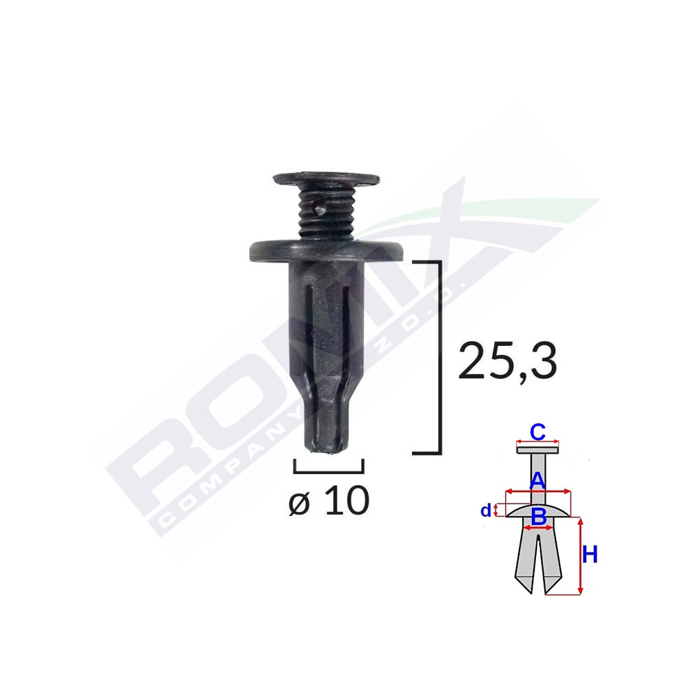 RÖGZÍTŐCSIPSZEK HONDA/HYUNDAI/LEXUS/TOYOTA/KIA GÉPKOCSIHOZ - ELSŐ PANEL RÖGZÍTŐ - 10 DARABOS FEKETE KÉSZLET