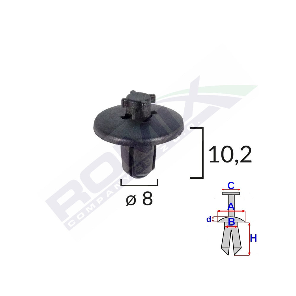 KERÉKRÖGZÍTŐ BILINCSEK CITROEN/PEUGEOT FELNIKHEZ 8X10.2 - FEKETE, 10 DB-OS KÉSZLET