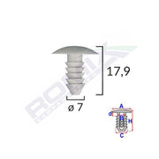 CLIPS TAPITERIE PENTRU FIAT 7X17.9MM - GRI SET 10 BUC