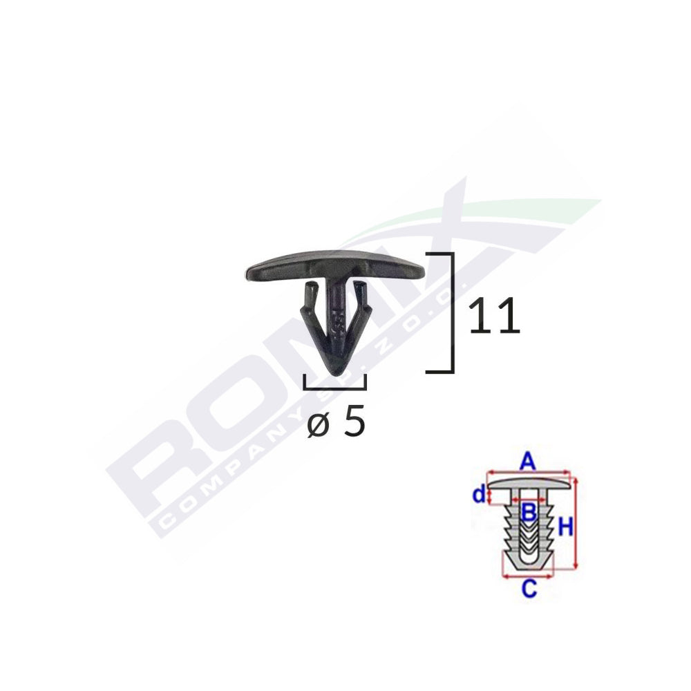TÖMÍTŐBILINCSEK CITROEN/PEUGEOT/RENAULT MODELLEKHEZ 5X11MM - FEKETE, 25 DB-OS KÉSZLET