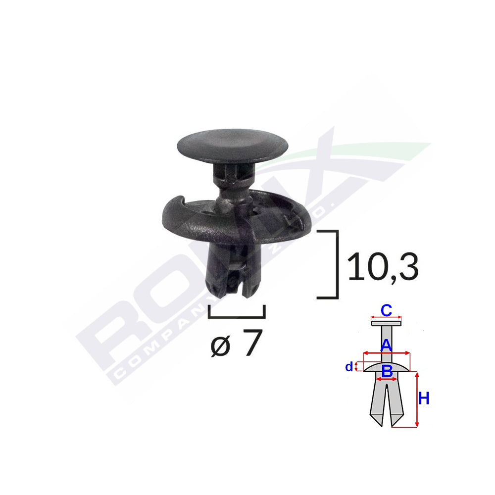 RÖGZÍTŐ CSAPOK TOYOTA/SUZUKI-HOZ 7X10,3MM - 10 DB-OS FEKETE KÉSZLET