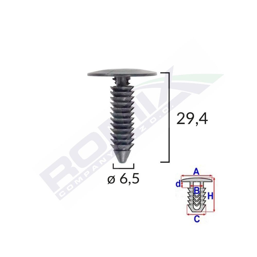 KÁRPIT CSAPOK GM 6,5X29,4MM-HEZ - FEKETE 10 DB-OS KÉSZLET
