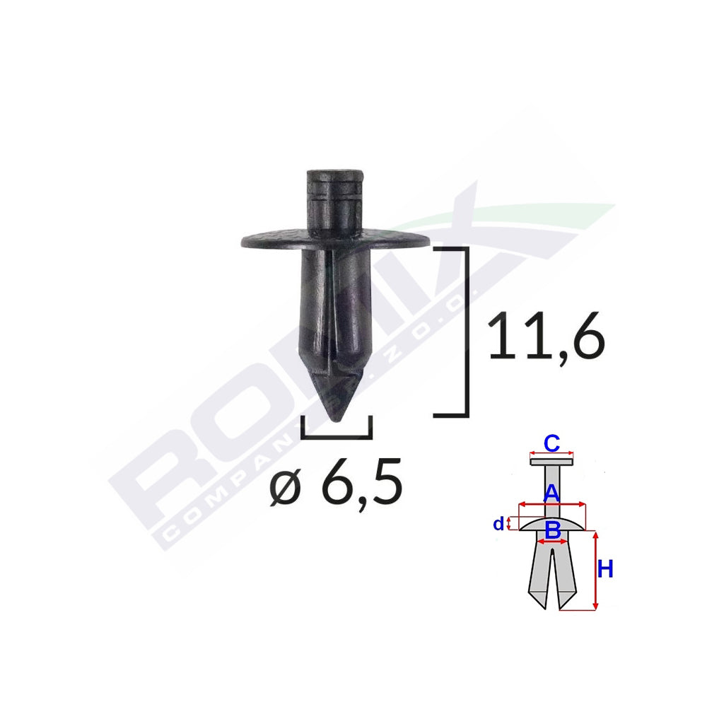 CLIPS FIXARE PENTRU SUZUKI 6.5X11.6MM - NEGRU SET 10 BUC