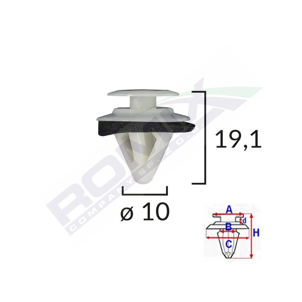 CLIPS TAPITERIE PENTRU MAZDA/SUBARU 10X19.1MM - ALB SET 10 BUC