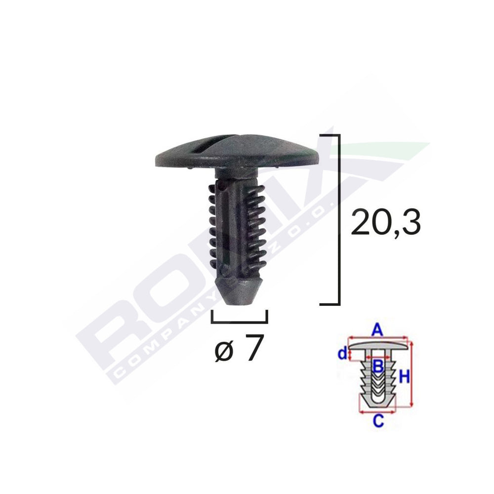KERÉKRÖGZÍTŐ BILINCSEK CITROEN/PEUGEOT-HOZ 7X20.3MM - FEKETE, 10 DB-OS KÉSZLET