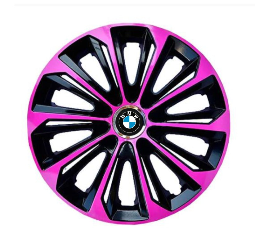 Set 4 Wheel Caps Extra Strong Pink R15, suitable for BMW