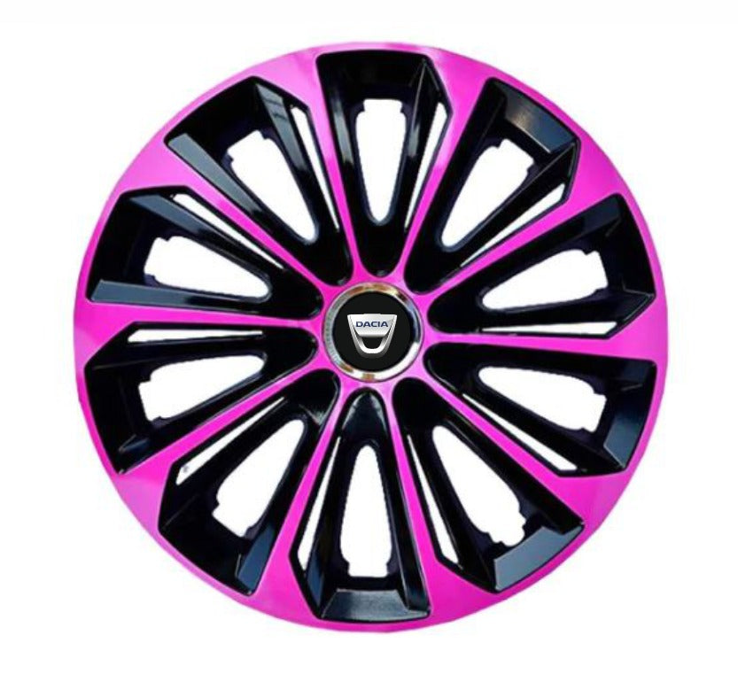 Set 4 Wheel Caps Extra Strong Pink R16, suitable for Dacia