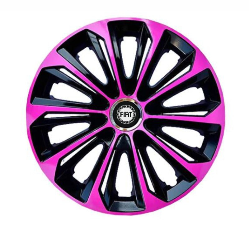 Set 4 Wheel Caps Extra Strong Pink R16, suitable for Fiat