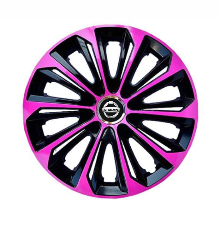 Set 4 Wheel Caps Extra Strong Pink R14, suitable for Nissan