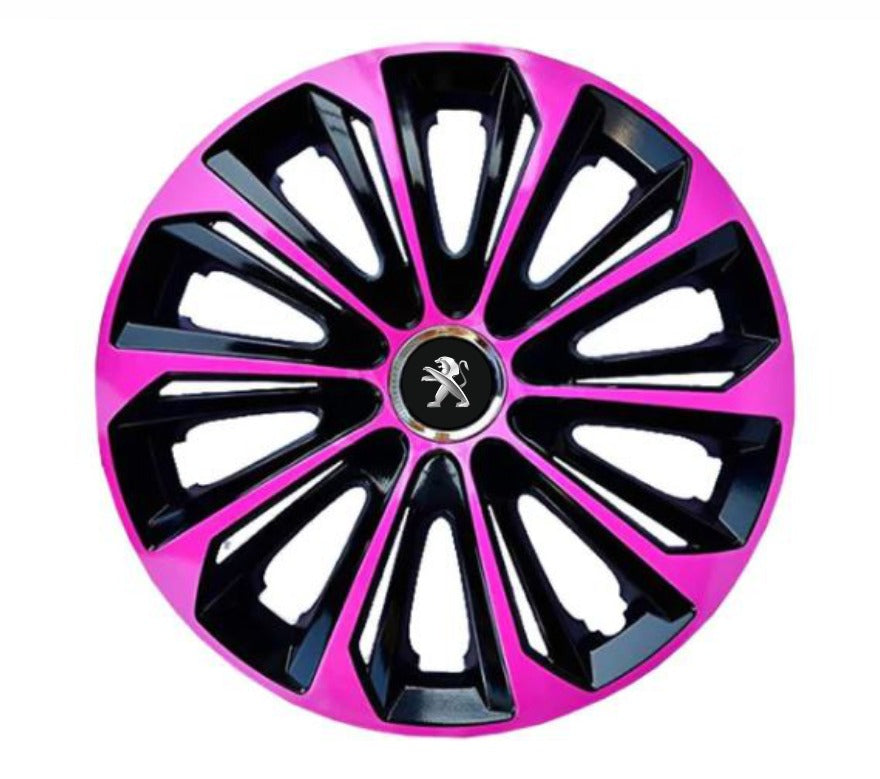 Set 4 Wheel Caps Extra Strong Pink R14, suitable for Peugeot