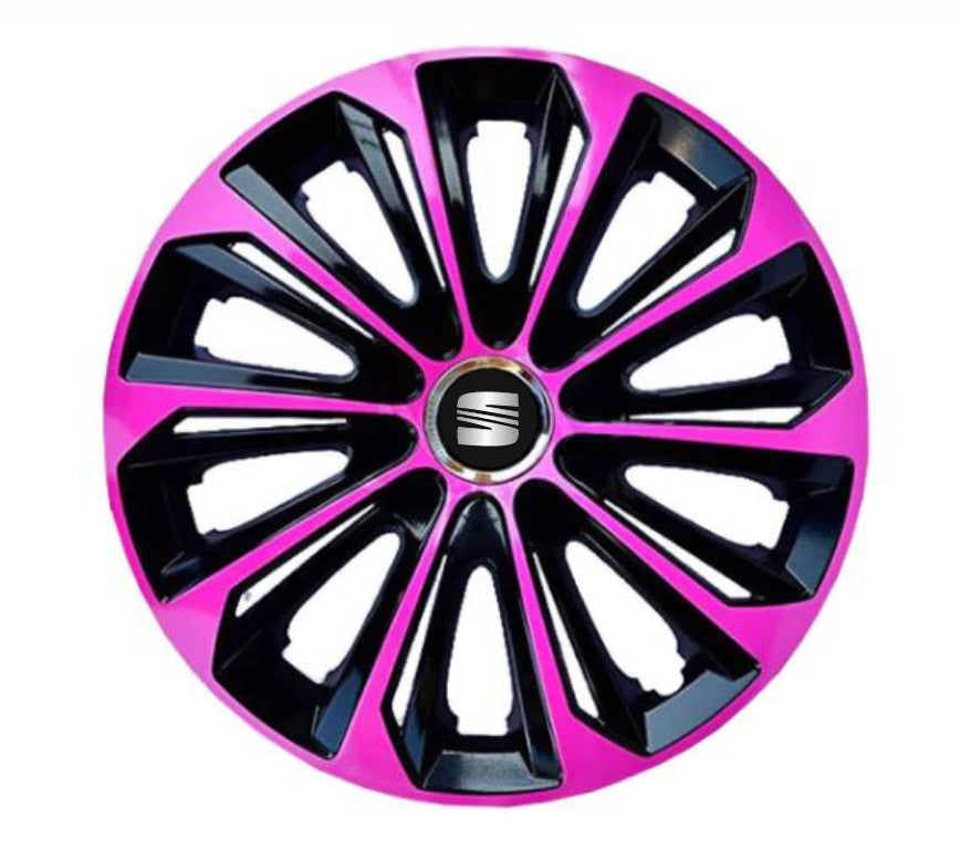 Set 4 Wheel Caps Extra Strong Pink R16, suitable for Seat