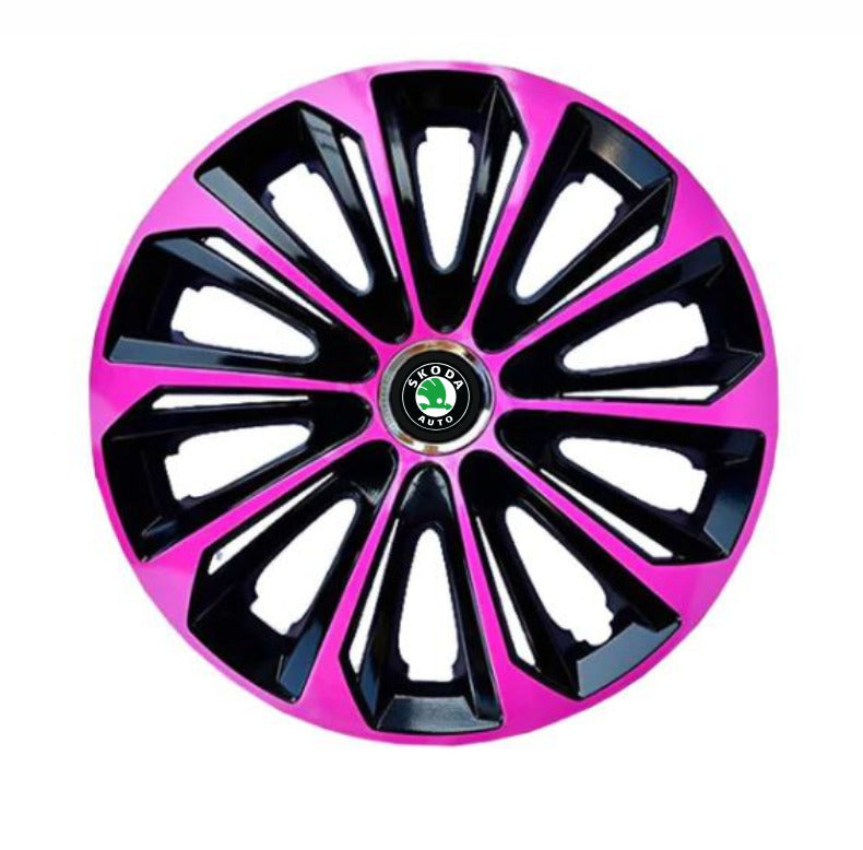 Set 4 Wheel Caps Extra Strong Pink R15, suitable for Skoda