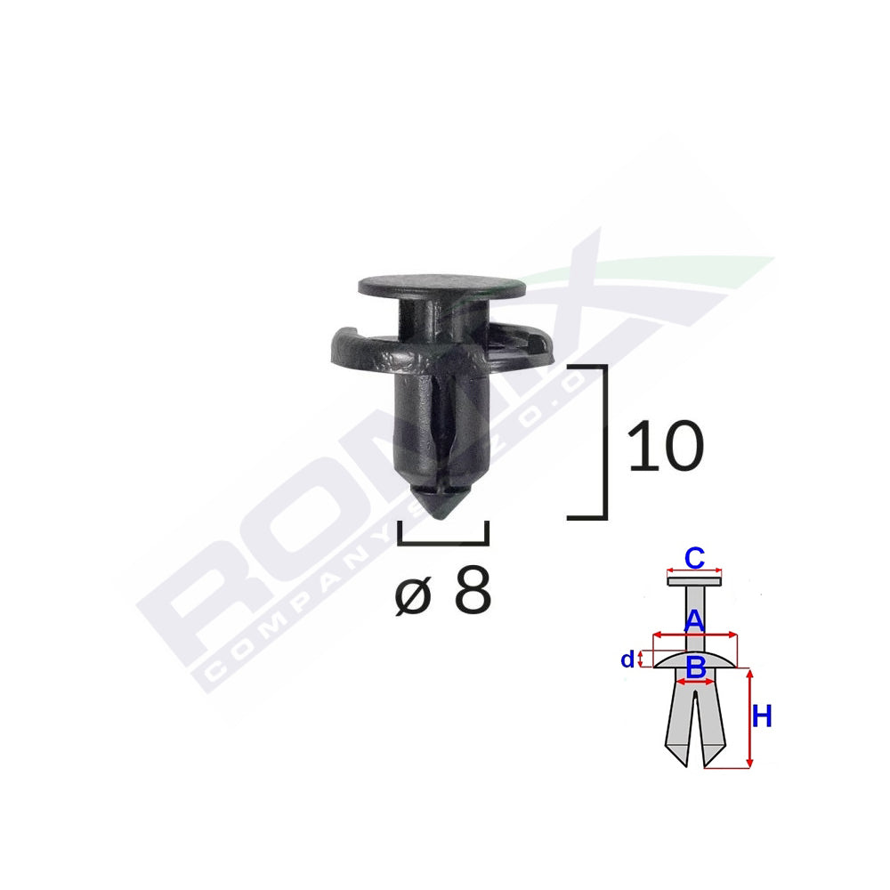 CLIPS FIXARE PENTRU NISSAN/TOYOTA/LEXUS/SUZUKI 8X10MM - NEGRU SET 10 BUC