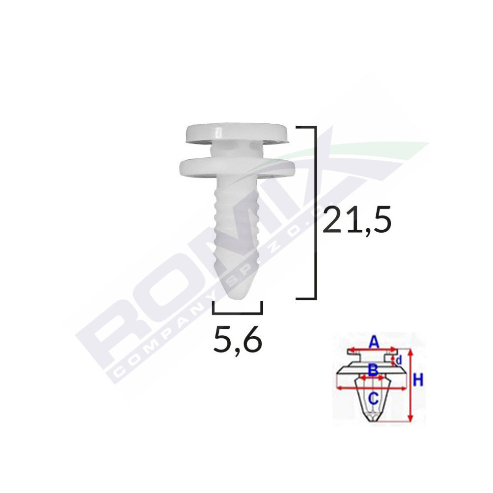 KÁRPIT CSAPOK VAG GROUP-HOZ 5,6X21,5MM FEHÉR KÉSZLET 10 DB