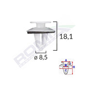 CLIPS TAPITERIE PENTRU MERCEDES 8.5X18.1MM ALB - SET 10 BUC