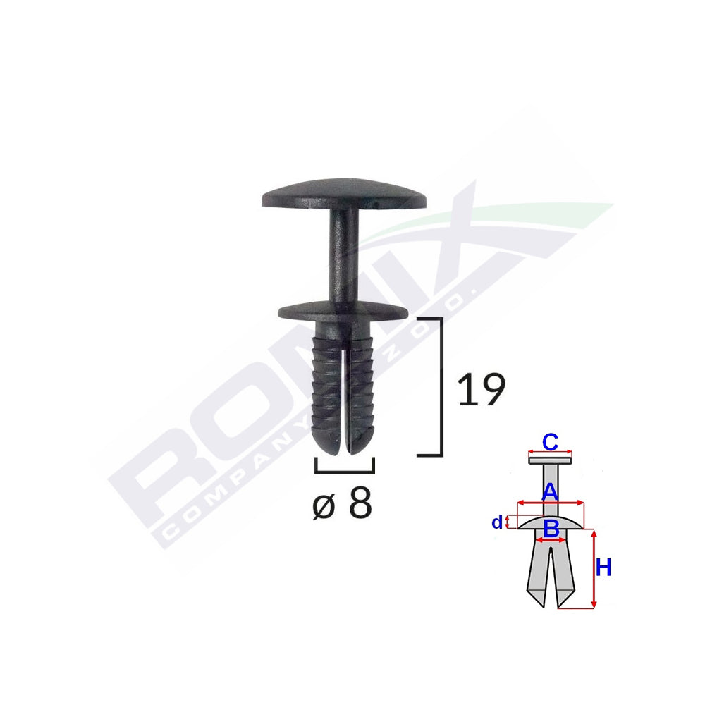 RÖGZÍTŐCSIPSZEK FORDHOZ - 8X19MM - 10 DARABOS FEKETE KÉSZLET
