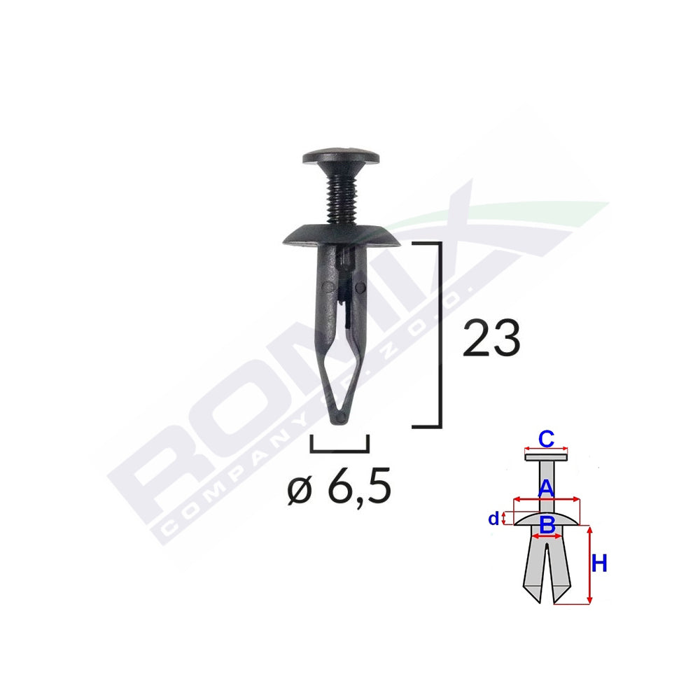 CLIPS FIXARE UNIVERSAL 6.5X23MM - NEGRU SET 10 BUC