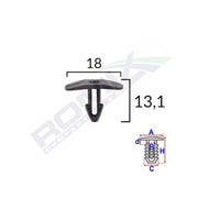 CLIPS GARNITURA PENTRU CITROEN FIAT PEUGEOT 18X13.1MM - NEGRU SET 10 BUC