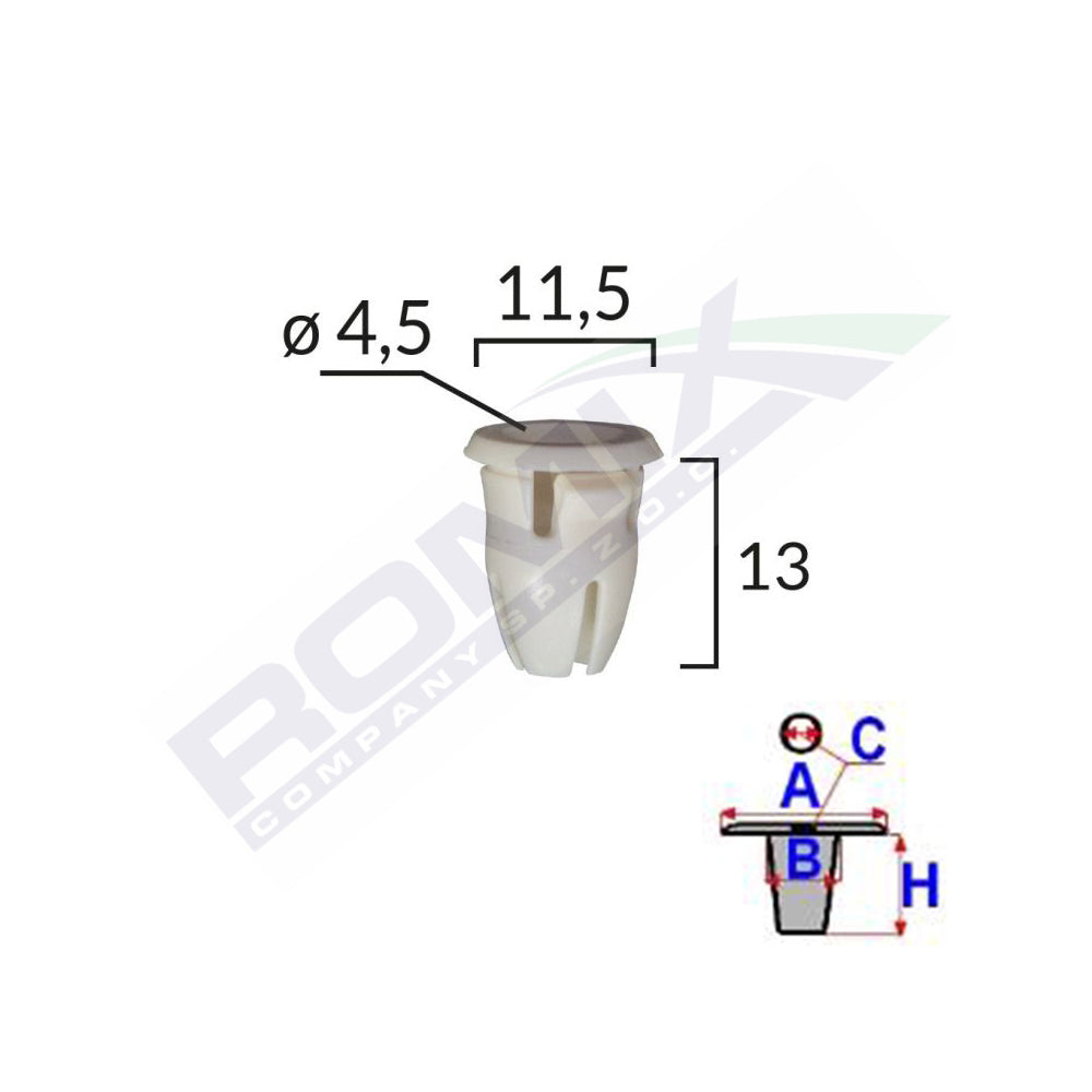 KÜSZÖB RÖGZÍTŐ CSAPOK MERCEDES-HEZ 11,5X13MM - FEHÉR KÉSZLET 25 DB