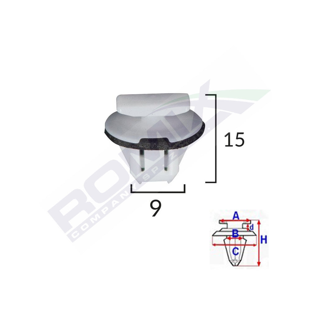 LÖKHÁRÍTÓ RÖGZÍTŐ CSIPSZEK NISSAN-HOZ 9X15MM FEHÉR 5 DB-OS KÉSZLET