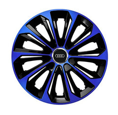 Set 4 Wheel Caps Extra Strong Blue & Black R14, suitable for Audi