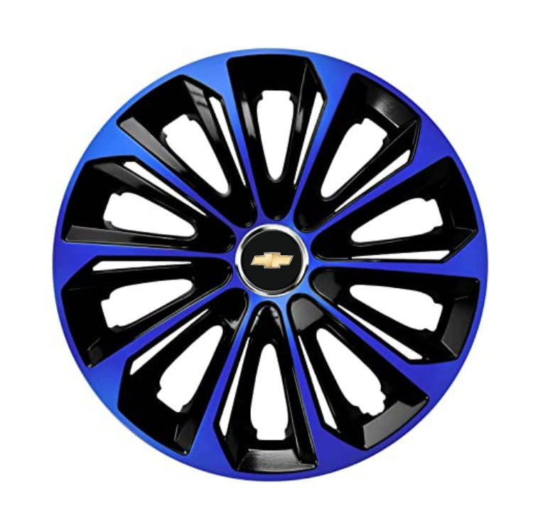 Set 4 Wheel Caps Extra Strong Blue & Black R15, suitable for Chevrolet