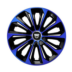 Set 4 Wheel Caps Extra Strong Blue & Black R15, suitable for Dacia