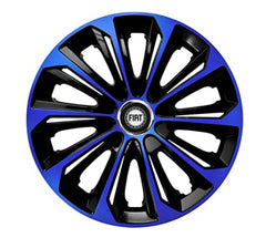 Set 4 Wheel Caps Extra Strong Blue & Black R15, suitable for Fiat