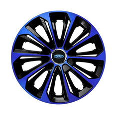 Set 4 Wheel Caps Extra Strong Blue & Black R14, suitable for Ford