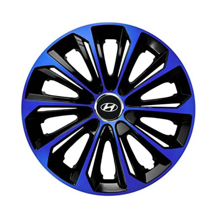 Set 4 Wheel Caps Extra Strong Blue & Black R14, suitable for Hyundai